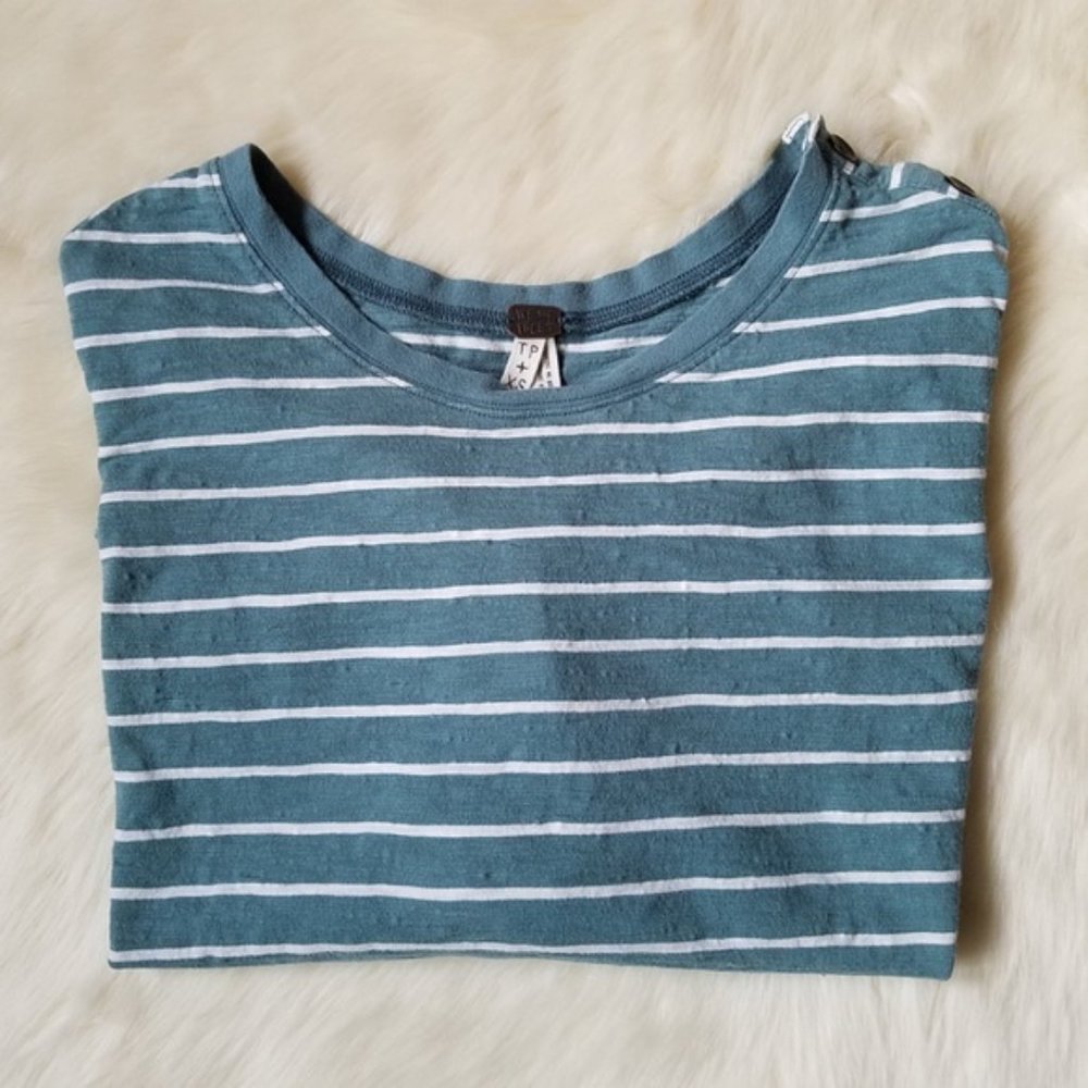 Free People We the Free Button Trim Striped Top XS